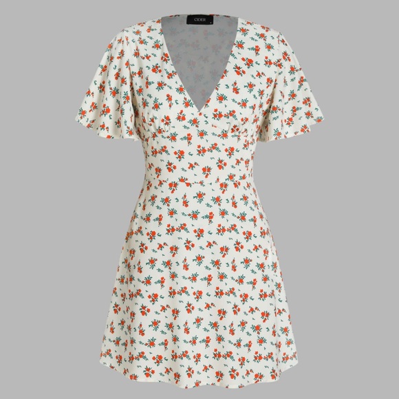 Floral V-neck Short Sleeve Mini Dress - Picture 6 of 9